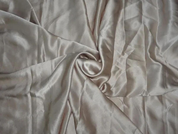 100% PURE SILK SATIN FABRIC 100 GRAMS BEIGE COLOR 44" wide [7058]