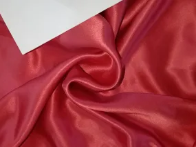 100% PURE SILK SATIN FABRIC 118 GRAMS CORAL COLOR 44&quot;'wide [31.46 MOMME]