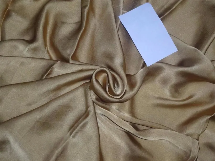 100% PURE SILK SATIN FABRIC 60 GRAMS ANTIQUE GOLD colour 44&quot; wide