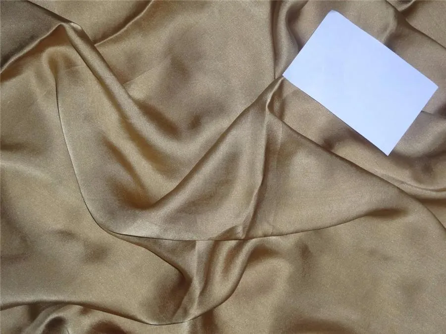 100% PURE SILK SATIN FABRIC 60 GRAMS ANTIQUE GOLD colour 44&quot; wide