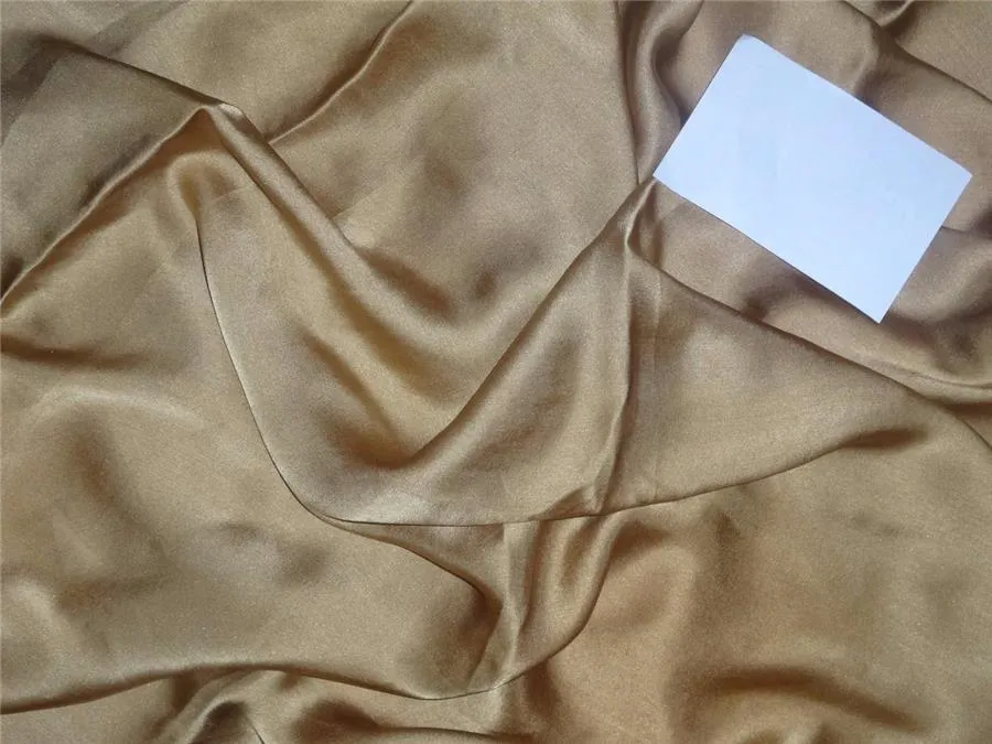 100% PURE SILK SATIN FABRIC 60 GRAMS ANTIQUE GOLD colour 44&quot; wide
