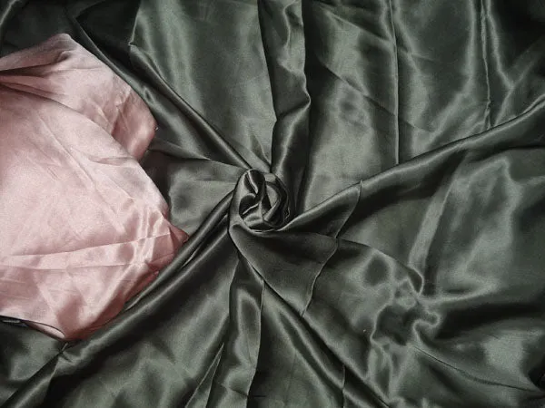 100% PURE SILK SATIN FABRIC 80 GRAMS AVACADO COLOR 44&quot;' wide