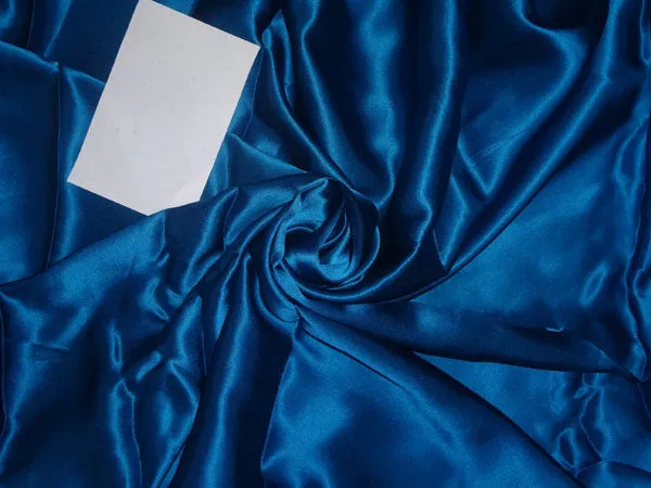100% PURE SILK SATIN FABRIC 80 GRAMS BLUE COLOR 44" wide B2#66[4]