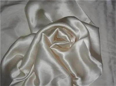 100% PURE SILK SATIN FABRIC 80 GRAMS IVORY CREAM COLOR 44&quot;