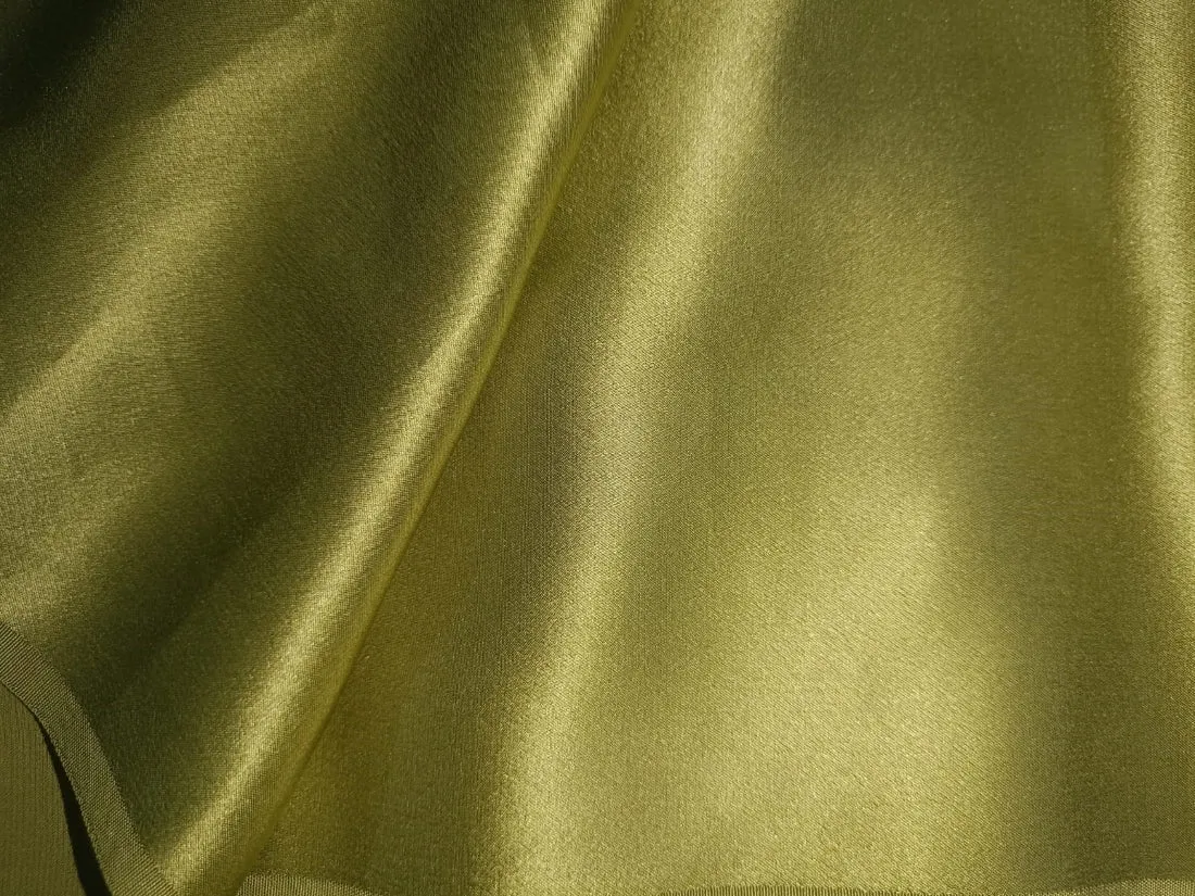 100% PURE SILK SATIN FABRIC 90 grams OLIVE COLOR 44" wide [24 MOMME] [6663]