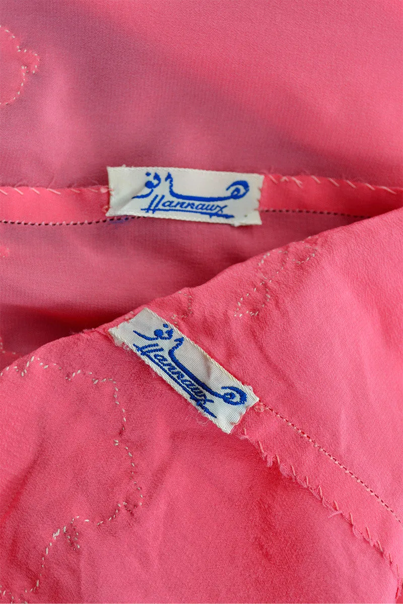 1960's Rare Vintage Pink Peignoir Set Robe and Nightgown with Lace M/L