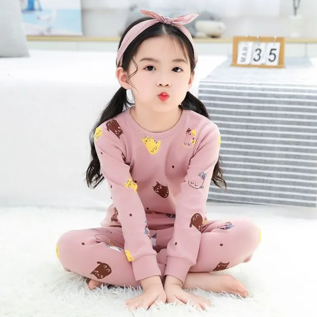 Boys /Girls Winter Pajamas Clothes Long Sleeve Children Clothing Sleepwear Cotton Pyjamas Sets For Kids 4 6 8 10 12 Years