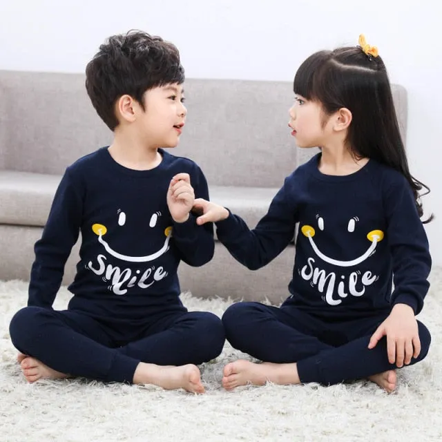 Boys /Girls Winter Pajamas Clothes Long Sleeve Children Clothing Sleepwear Cotton Pyjamas Sets For Kids 4 6 8 10 12 Years