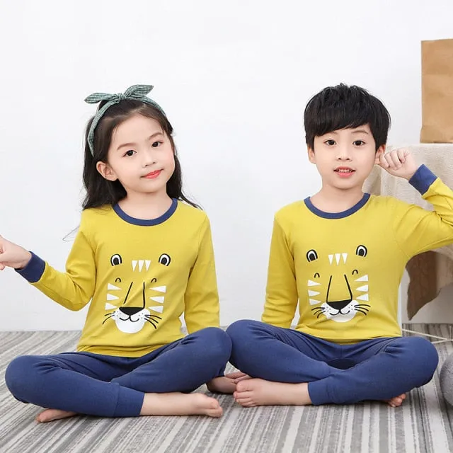 Boys /Girls Winter Pajamas Clothes Long Sleeve Children Clothing Sleepwear Cotton Pyjamas Sets For Kids 4 6 8 10 12 Years