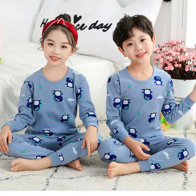 Boys /Girls Winter Pajamas Clothes Long Sleeve Children Clothing Sleepwear Cotton Pyjamas Sets For Kids 4 6 8 10 12 Years