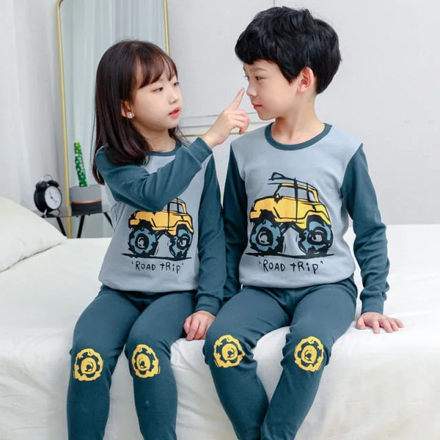 Boys /Girls Winter Pajamas Clothes Long Sleeve Children Clothing Sleepwear Cotton Pyjamas Sets For Kids 4 6 8 10 12 Years
