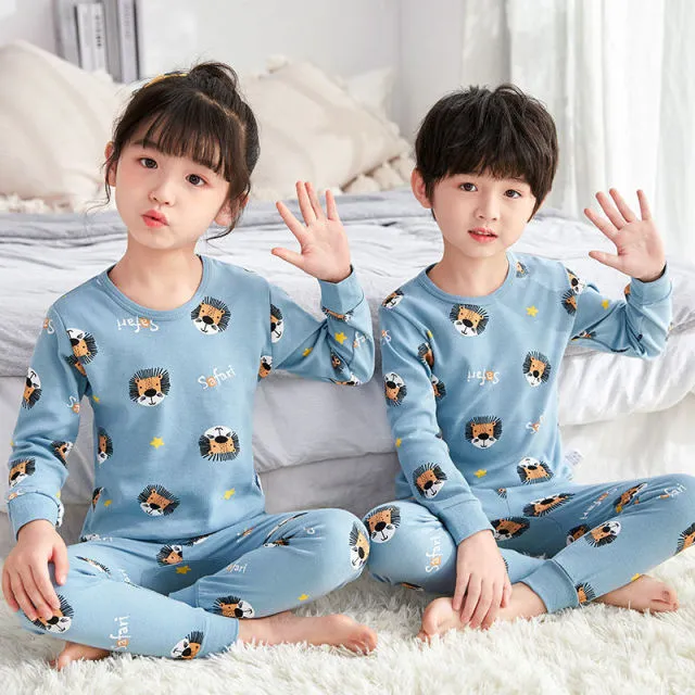 Boys /Girls Winter Pajamas Clothes Long Sleeve Children Clothing Sleepwear Cotton Pyjamas Sets For Kids 4 6 8 10 12 Years