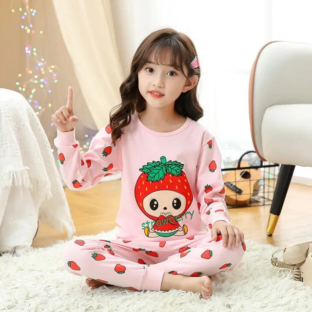 Boys /Girls Winter Pajamas Clothes Long Sleeve Children Clothing Sleepwear Cotton Pyjamas Sets For Kids 4 6 8 10 12 Years