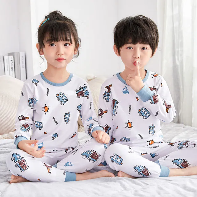 Boys /Girls Winter Pajamas Clothes Long Sleeve Children Clothing Sleepwear Cotton Pyjamas Sets For Kids 4 6 8 10 12 Years