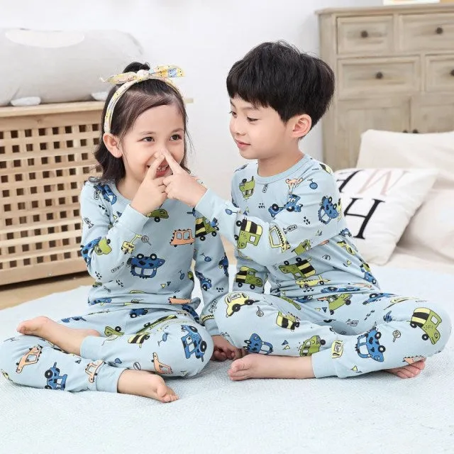Boys /Girls Winter Pajamas Clothes Long Sleeve Children Clothing Sleepwear Cotton Pyjamas Sets For Kids 4 6 8 10 12 Years