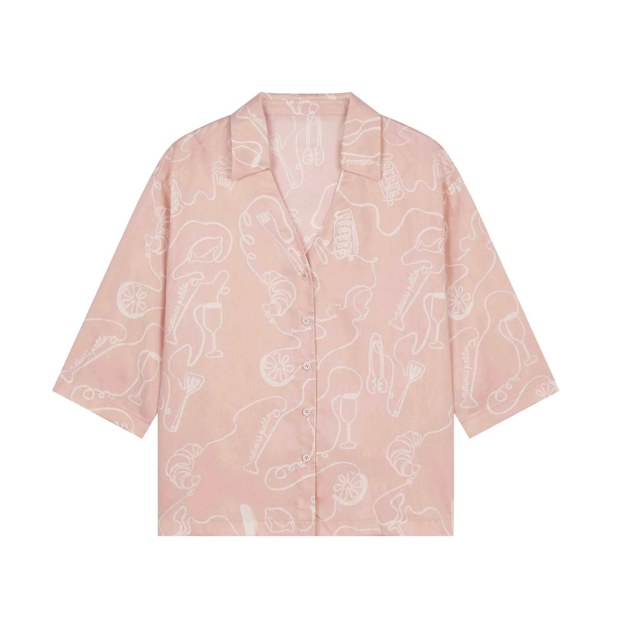 Café Print Pajama Shirt