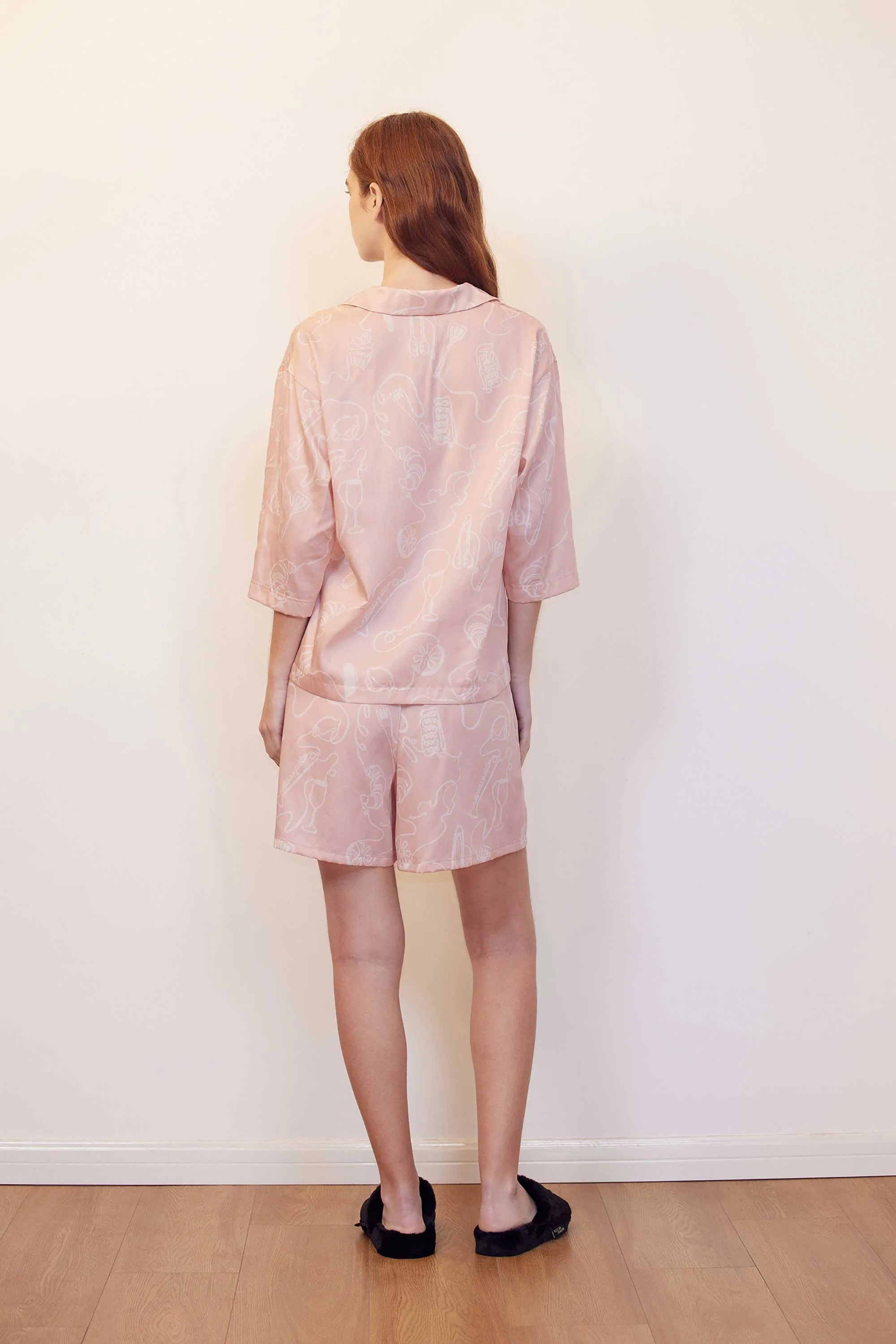 Café Print Pajama Shirt