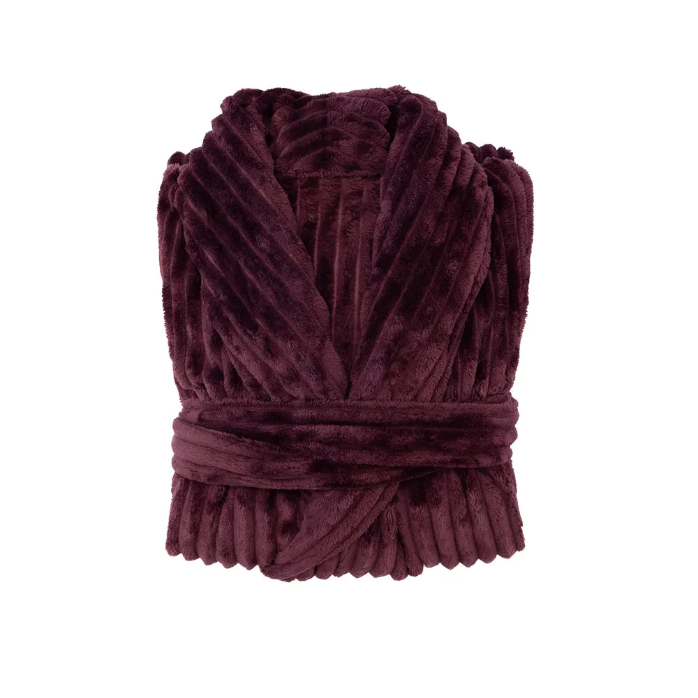 Channel Fleece Robe - Plum