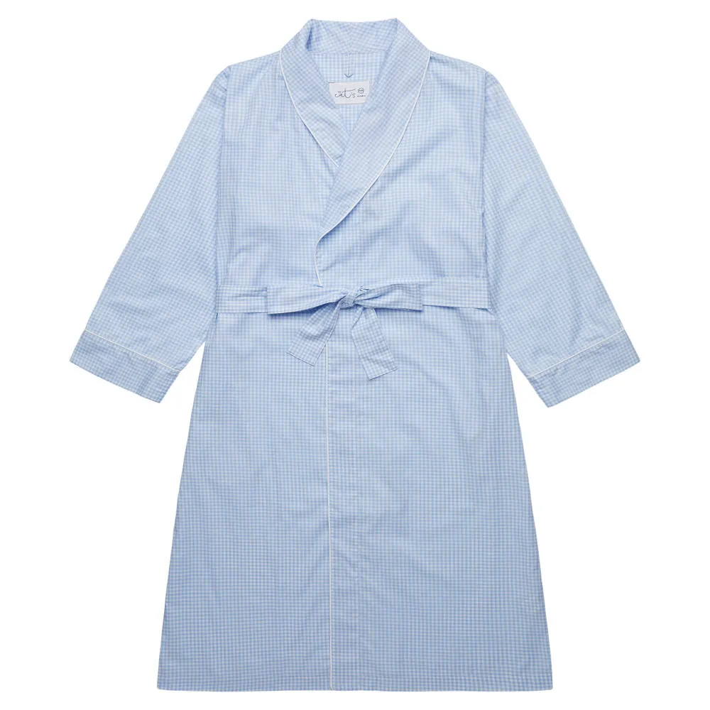 Classic Blue Gingham Luxe Pima Robe