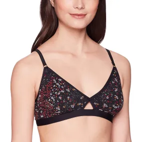 Cosabella Women's Keyhole Printed Bralette Bra, Black Flower Field, S