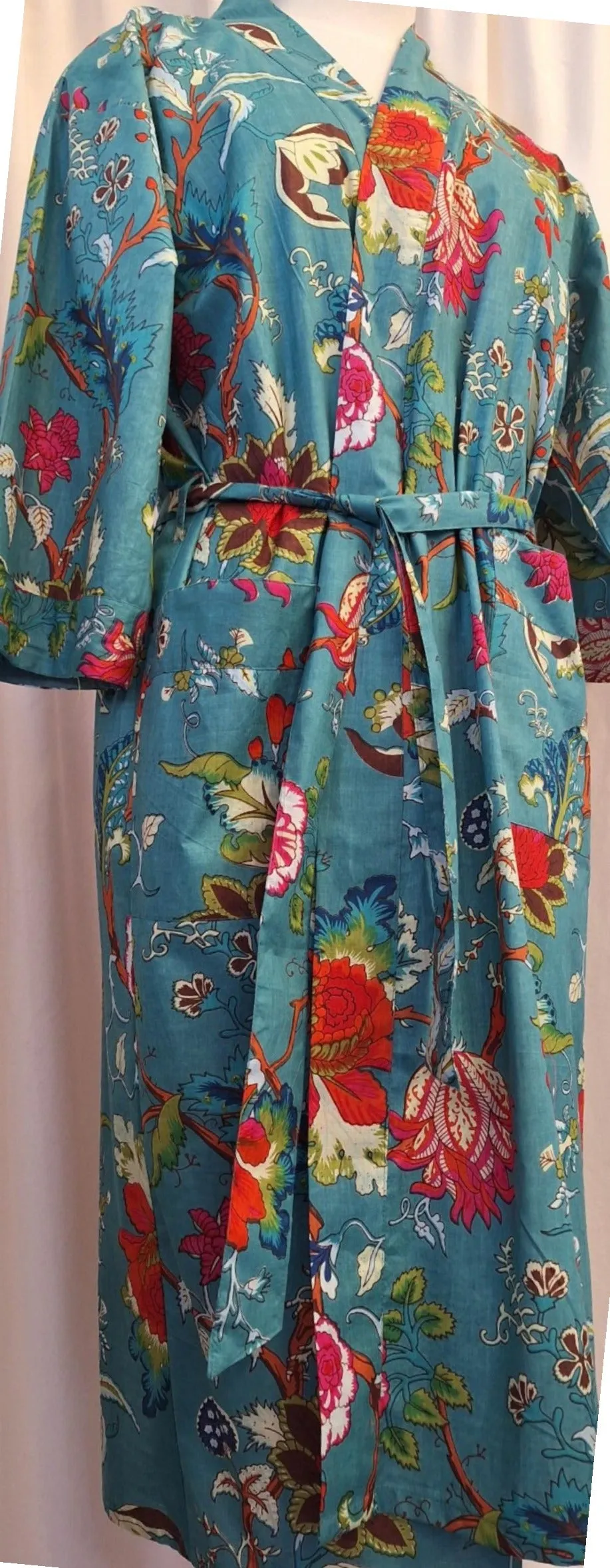 Cotton Robe - Tree of Life Teal