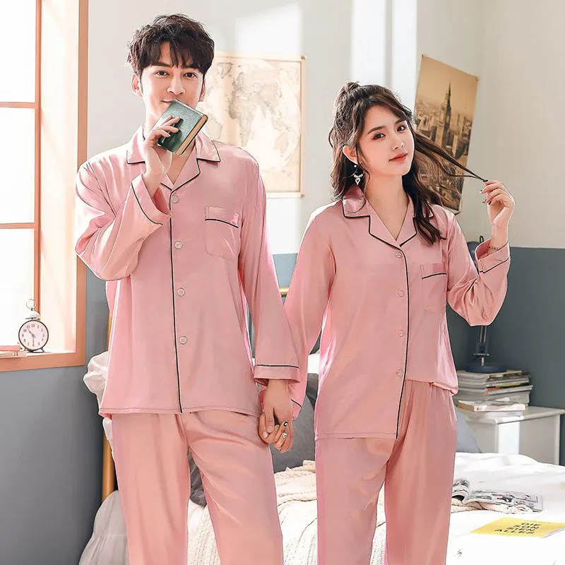 Couple Fashion Ice Silk Pajama set