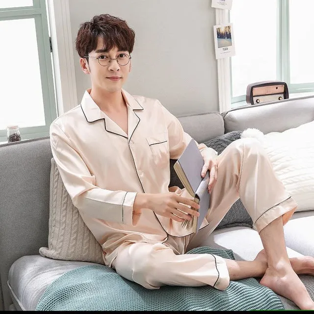 Couple Fashion Ice Silk Pajama set
