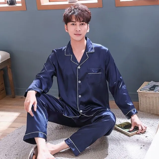 Couple Ice Silk Pajamas Suit