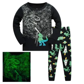 Dino and Stars Glow in the Dark Pajama set