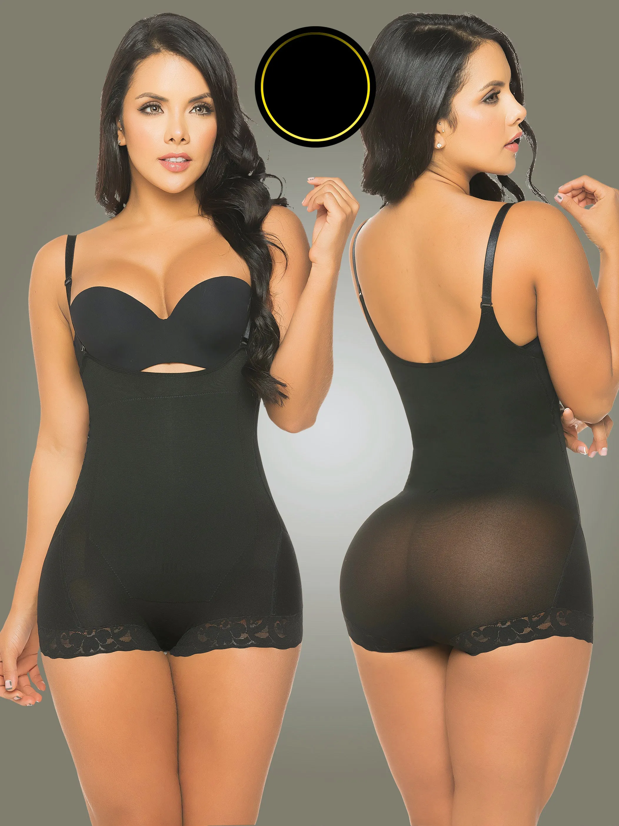 DM Shapewear 117 Black High Waist Push up w Straps Seamless Shapewear