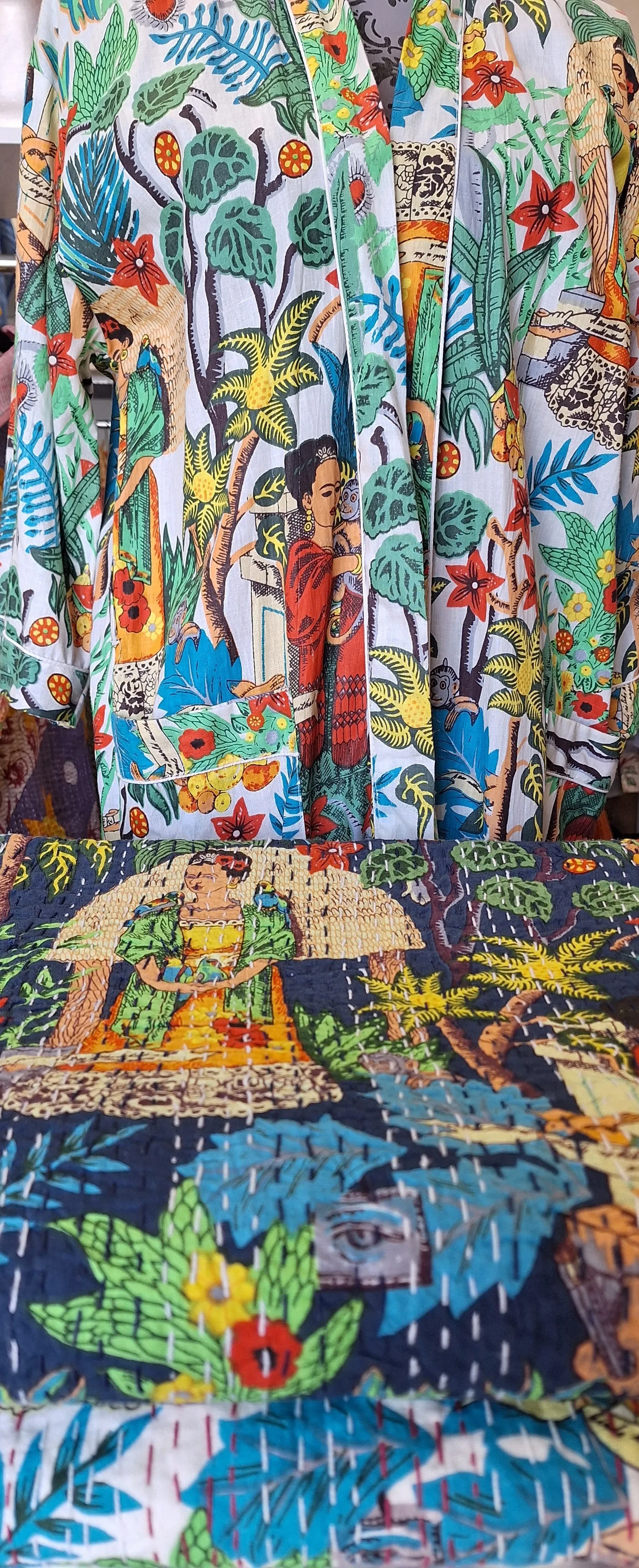 Frida Kahlo Cotton Robes - White