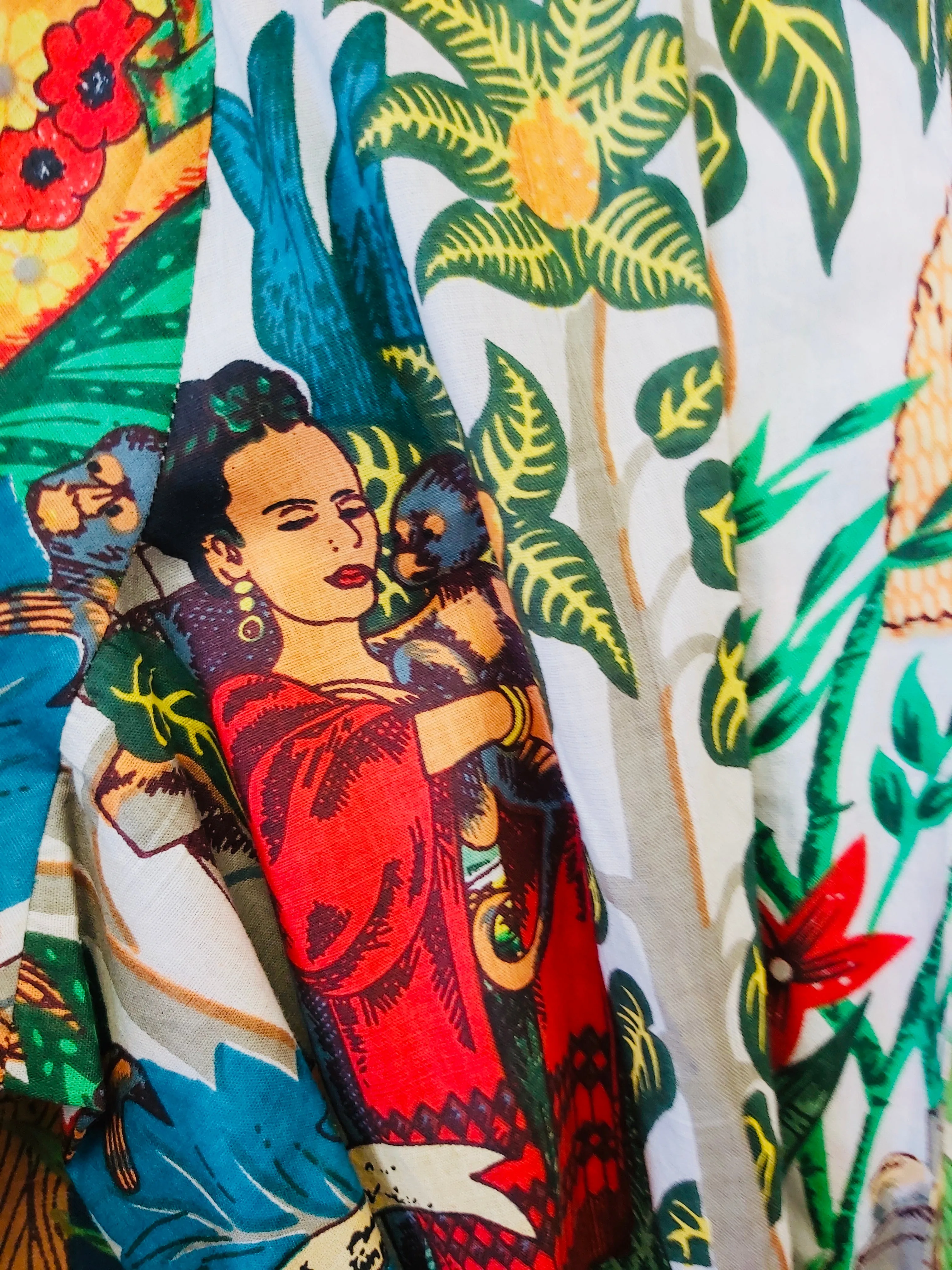 Frida Kahlo Cotton Robes - White