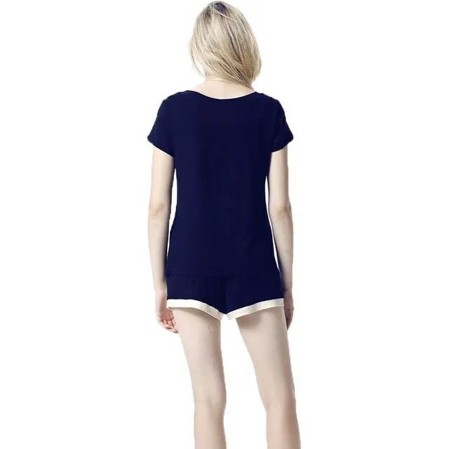 Home Wear V-Neck Short-Sleeved Pajamas Suit