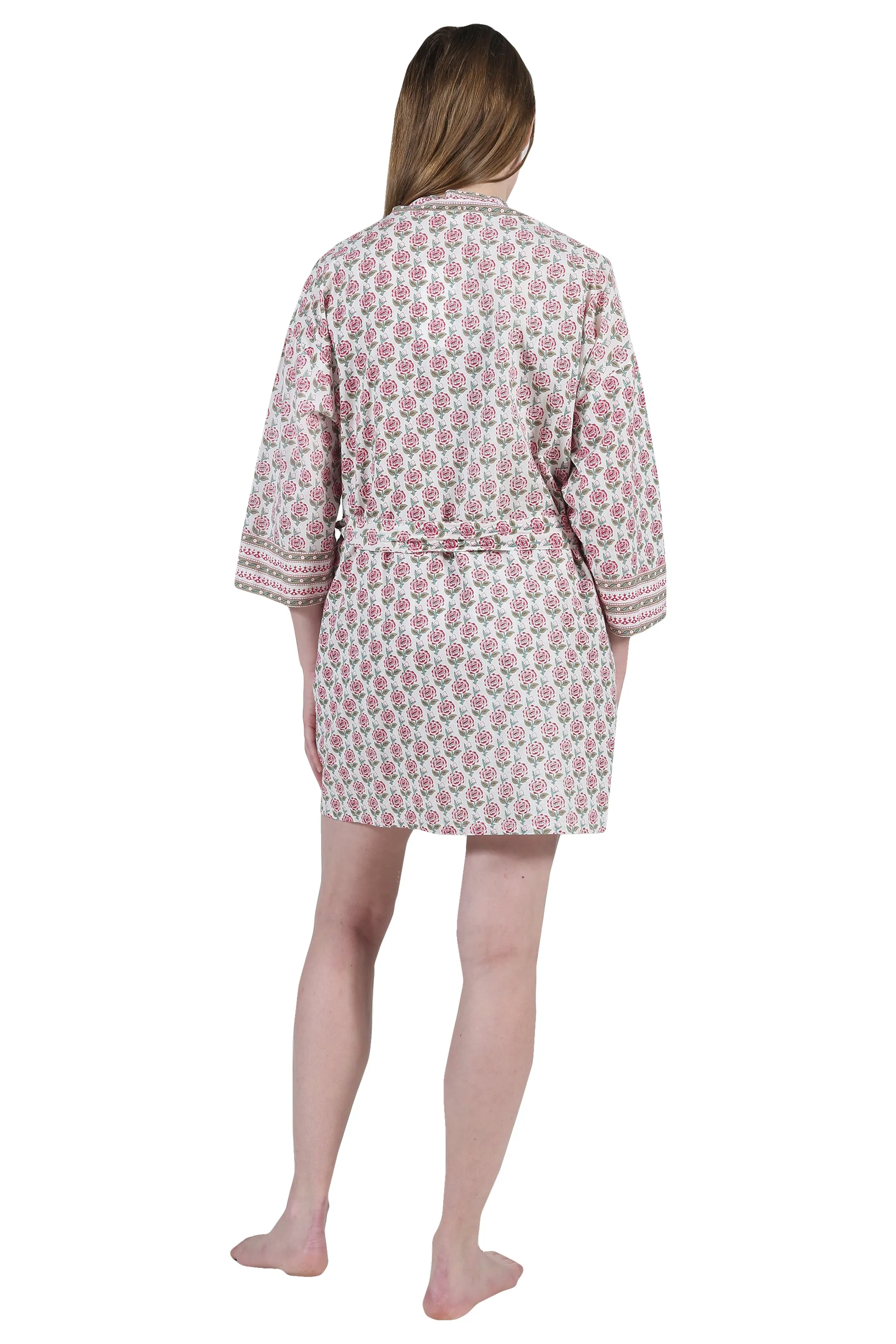 La Cera Short Cotton Wrap Robe
