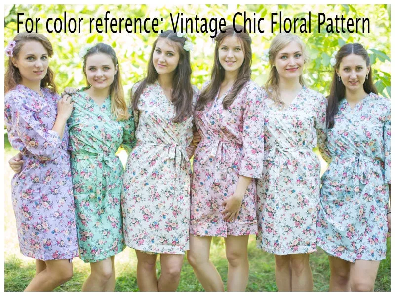 Lilac Vintage Chic Floral Pattern Bridesmaids Robes