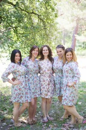 Lilac Vintage Chic Floral Pattern Bridesmaids Robes