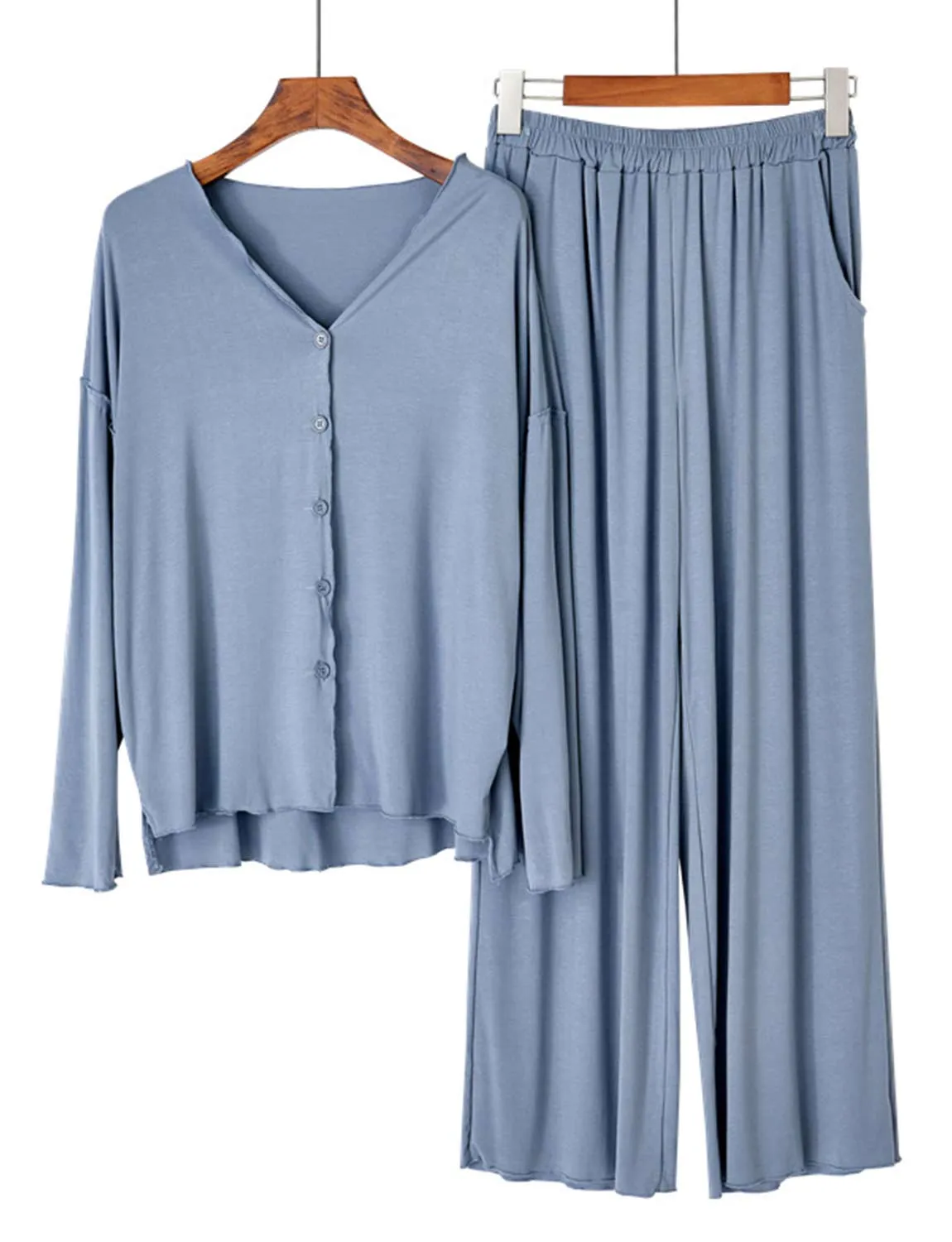 Modell Cardigan Long Sleeve Cotton Pajamas Set 3