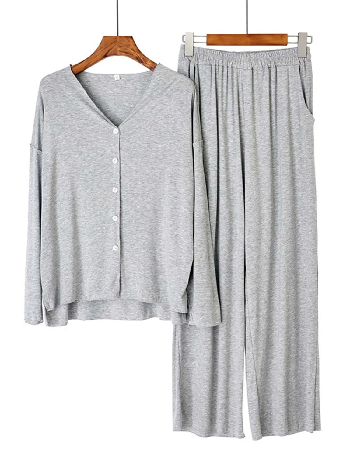 Modell Cardigan Long Sleeve Cotton Pajamas Set 4