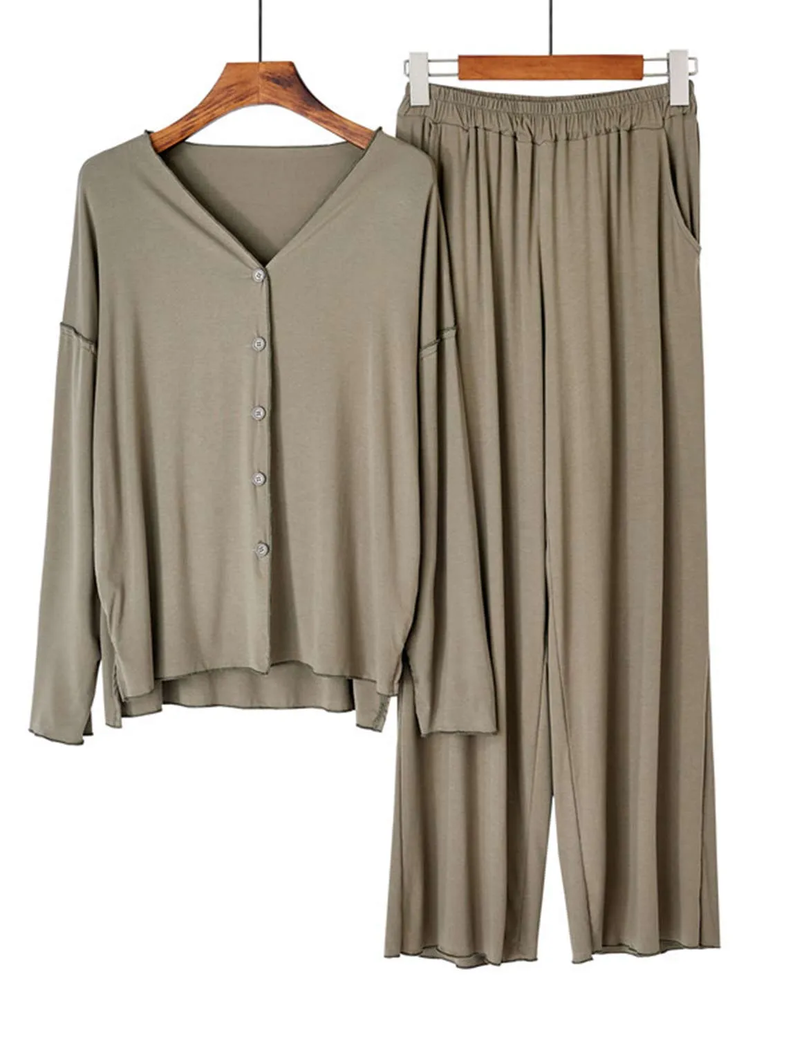Modell Cardigan Long Sleeve Cotton Pajamas Set 4