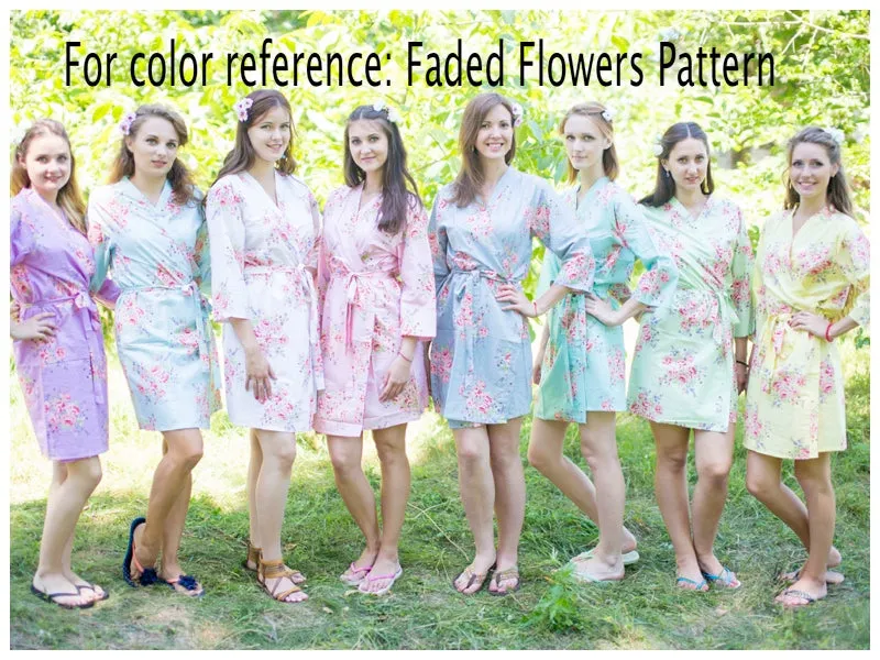 Orchid Faded Flowers Pattern Bridesmaids Robes