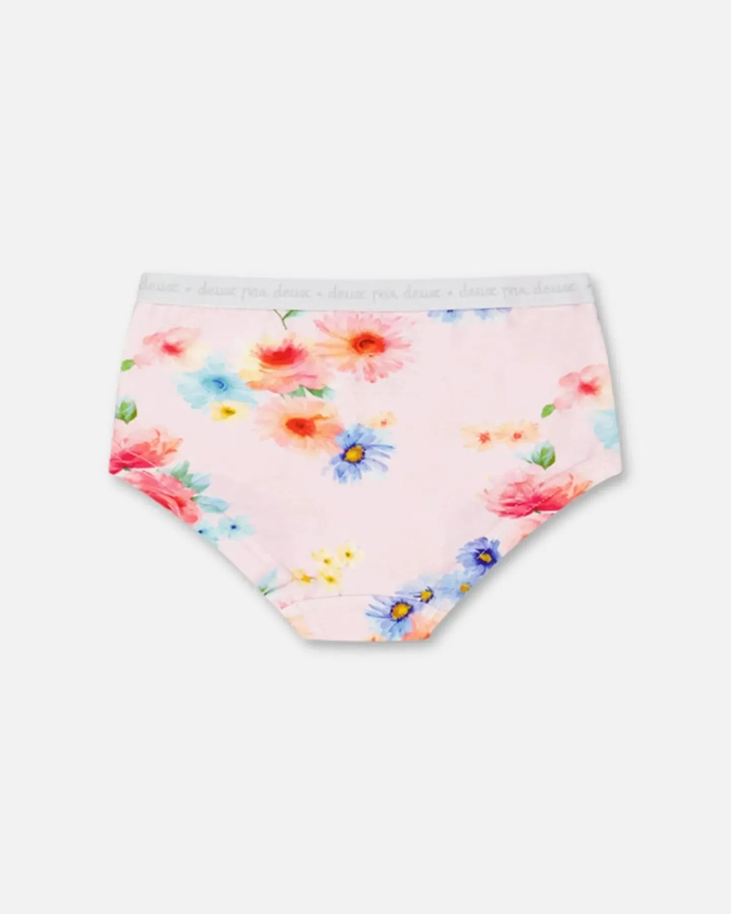 Organic Cotton Boyshort Pantie Light Pink Printed Flowers