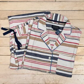 Pendleton Ladies Cotton 2 Piece Pajama in Ivory Scout Stripe