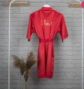 Personalised Satin Robe - Red