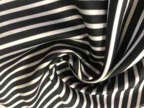 Satin ARMANI fabric print BLACK AND WHITE HORIZONTAL STRIPE 58" wide [16636]
