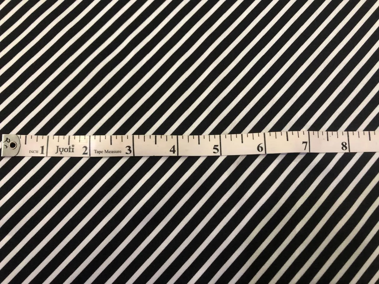 Satin ARMANI fabric print BLACK AND WHITE HORIZONTAL STRIPE 58" wide [16636]