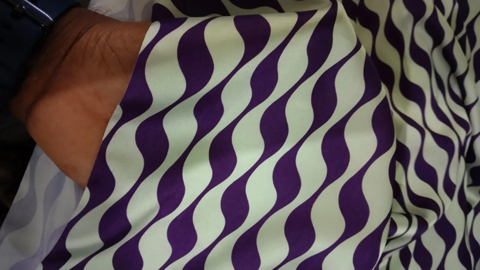 Satin fabric print 58" wide ARMANI available in two colors GOLD AND NAVY AND PASTEL MINT AND PURPLE