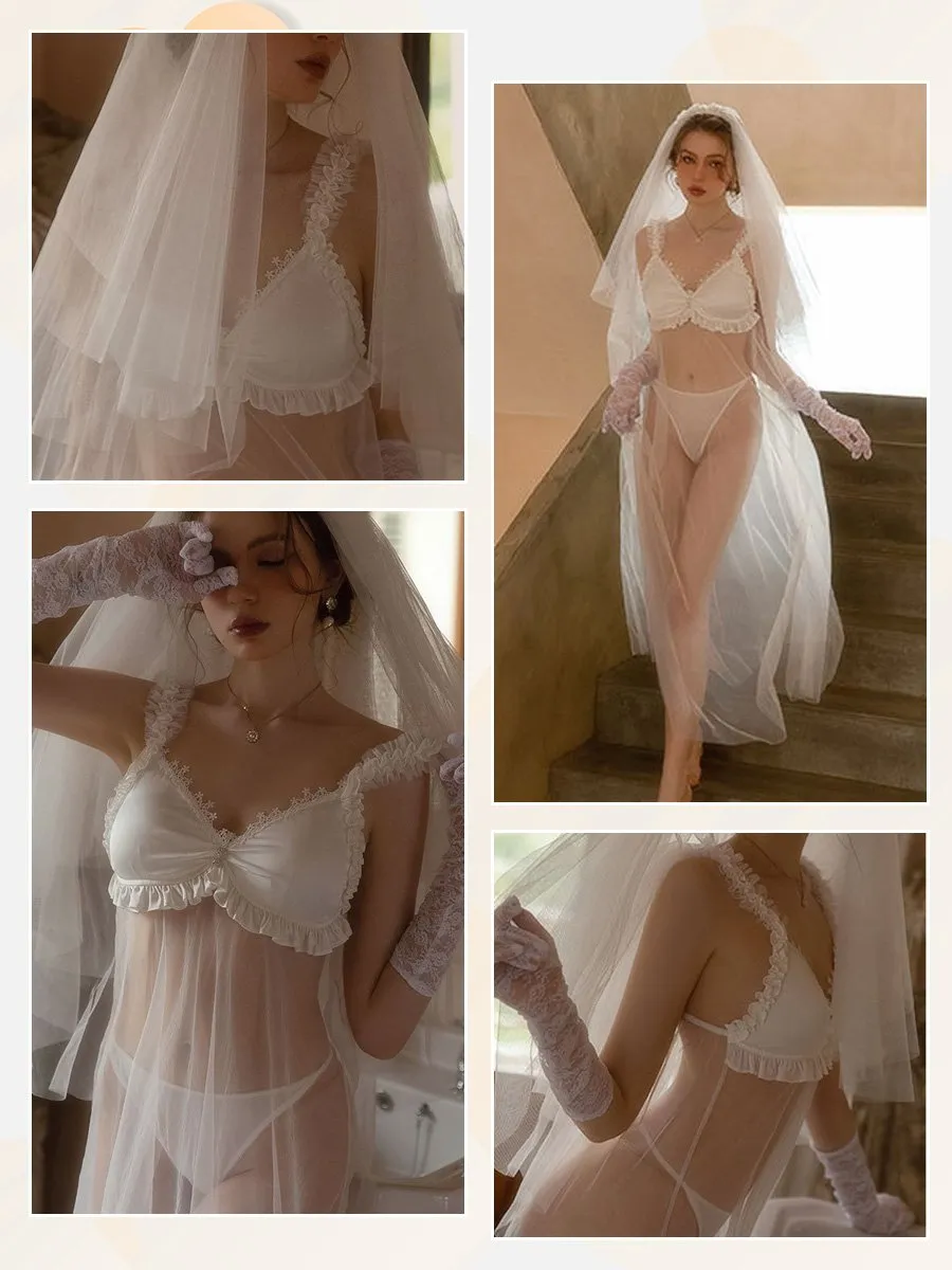 Sheer Mesh Bridal Nightgown