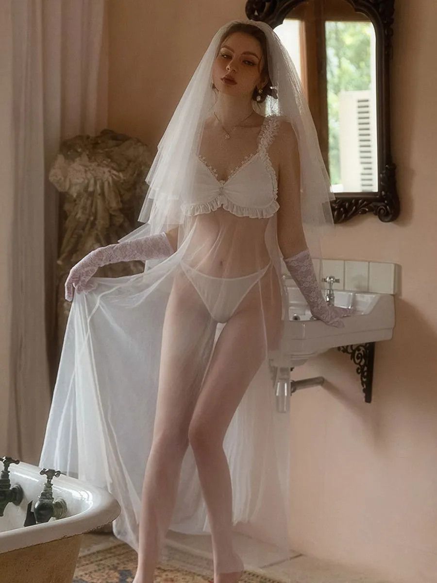 Sheer Mesh Bridal Nightgown