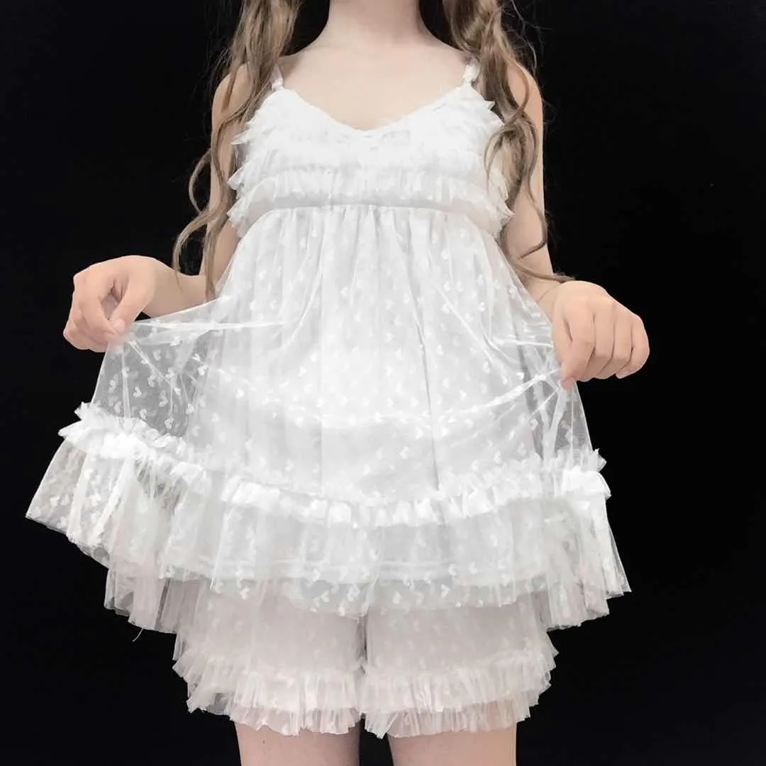 White suspender skirt   shorts PL51297