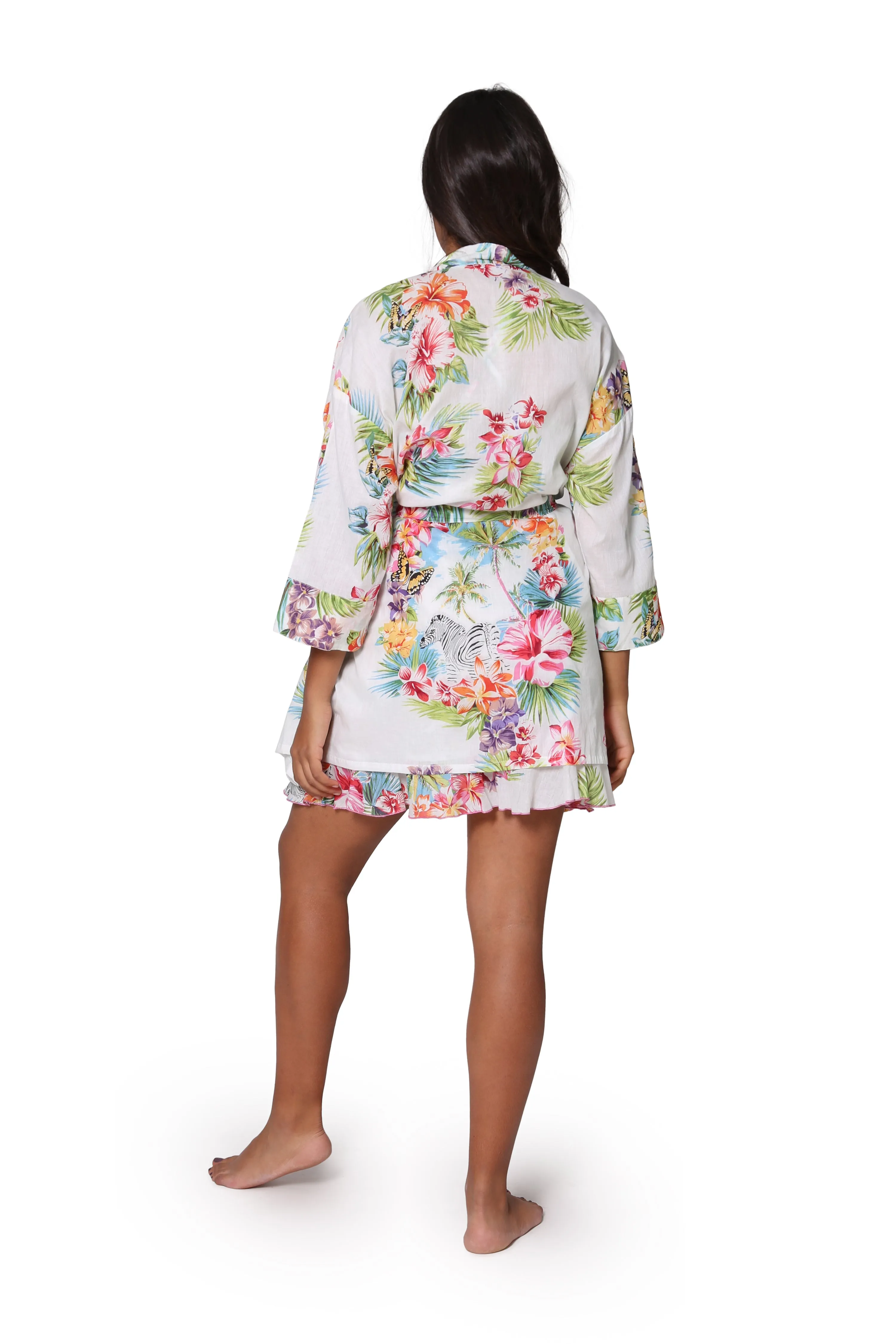 White Tropical Cotton Robe